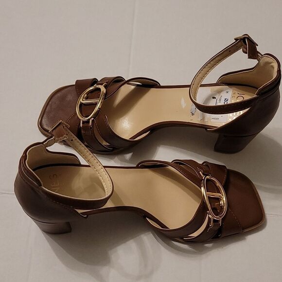 BRAND NEW JONE NEW YORK BLOCK HEEL ADJUSTABLE ANKLE BUCKET STRAP SANDAL G1 - Picture 9 of 16